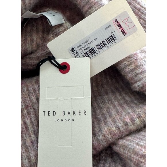 Ted Baker London NWT Cchloe Wool Blend Turtleneck Sweater Lt Pink Womens 10 (4) - Picture 12 of 13